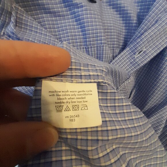 Kenneth Cole Reaction Men's Blue Checkered Long-Sleeve Button-Down Shirt Size XL - Picture 10 of 11